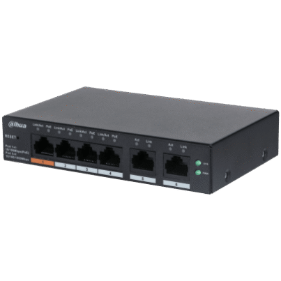 Switch PoE Dahua 4 puertos escritorio gestión nube