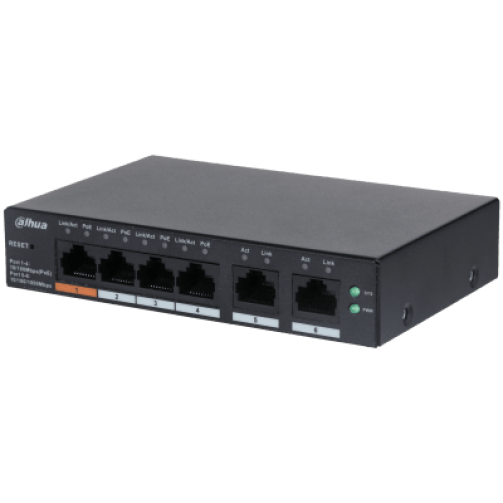 Switch PoE Dahua 4 puertos escritorio gestión nube