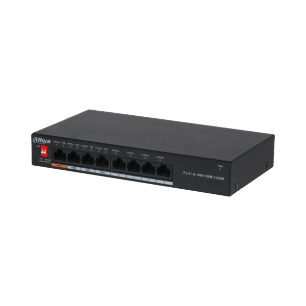SWITCH DAHUA 8 PUERTOS /4 PUERTOS POE DH-PFS3008-8GT-60-V2