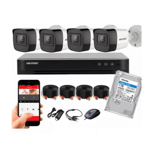 KIT CAMARA Y GRABADOR HIKVISION DS-J142I/7204HGHI-M1+4CAM