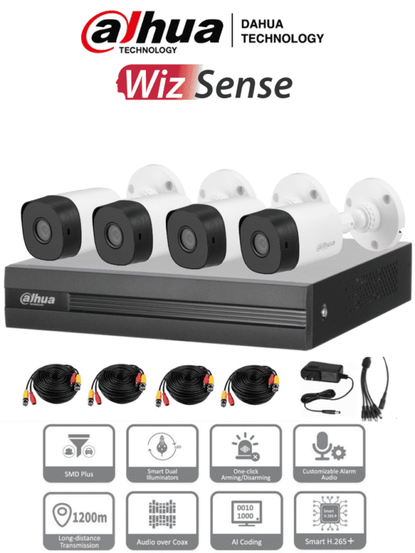 KIT CAMARA Y GRABADOR DAHUA KIT-XVR1B08-I-1T/4-B1A21N-0280B